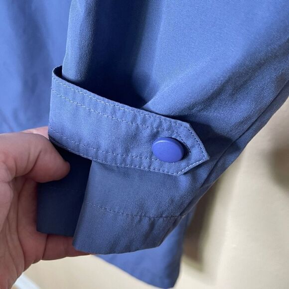 L.L. Bean Jacket Woman's Small Blue Full Zip Hooded Rain Coat Pockets Casual - Picture 4 of 11